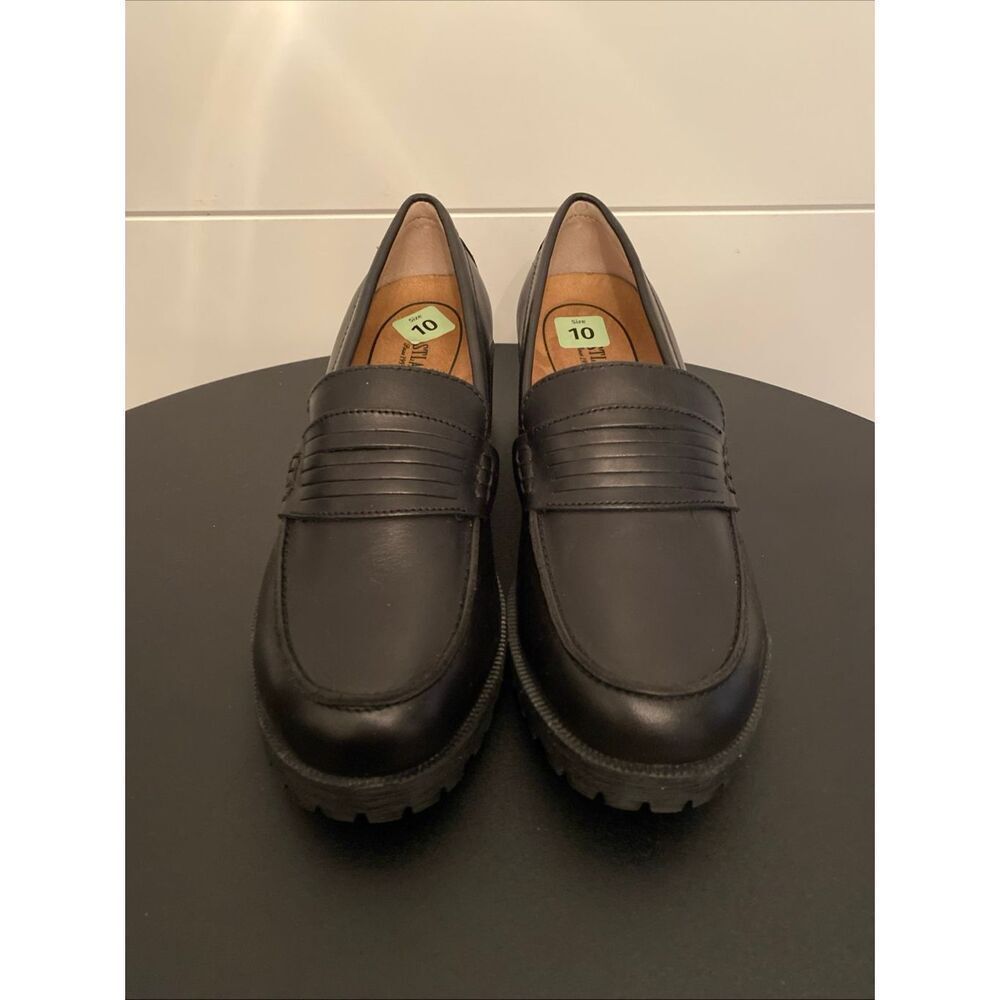 Eastland Newbury Womens Black Leather Slip-On Heeled Loafers Size 10M NEW Y2K